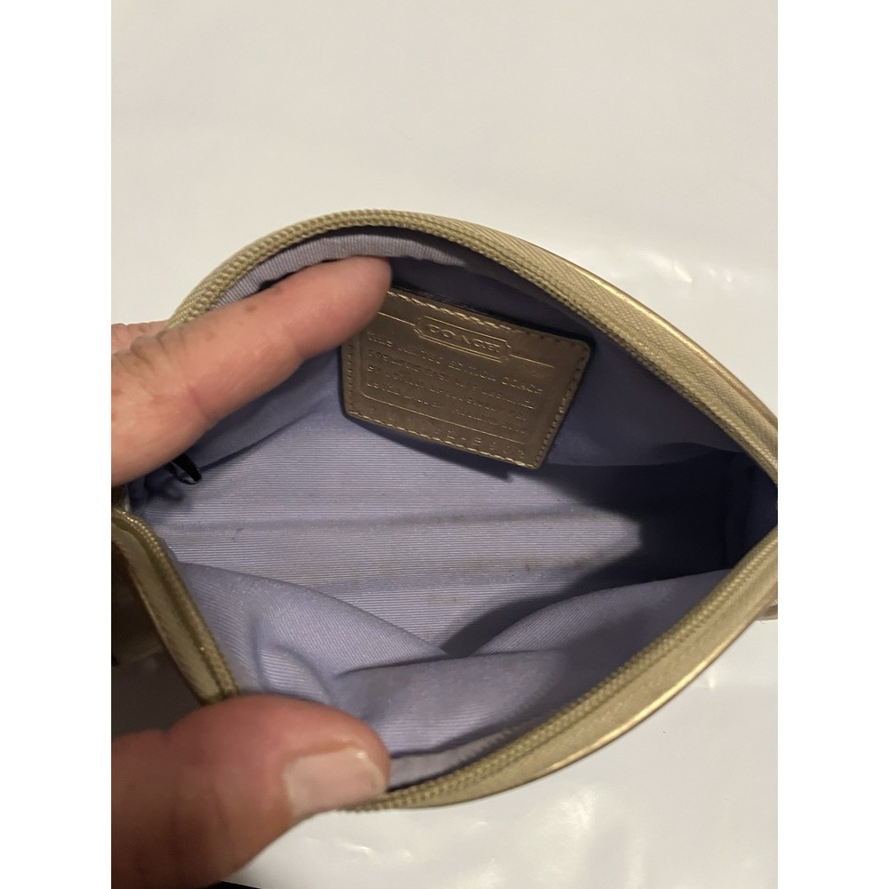 Vtg 2010 Coach Cosmetic Case Bag Limited Edition Estee Lauder Collab Beige/Gold - Picture 3 of 3